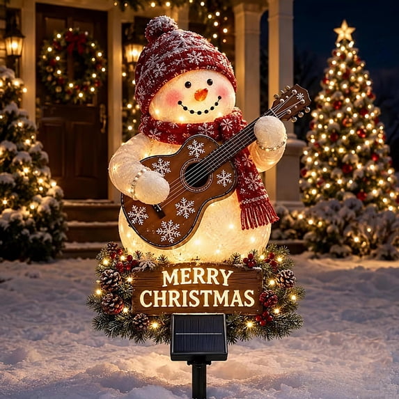 Clearance! Solar Powered Light up Guitar Christmas Yard Decoration, Solar Christmas Decorations Outdoor, Christmas 2026 LED Lights for Garden