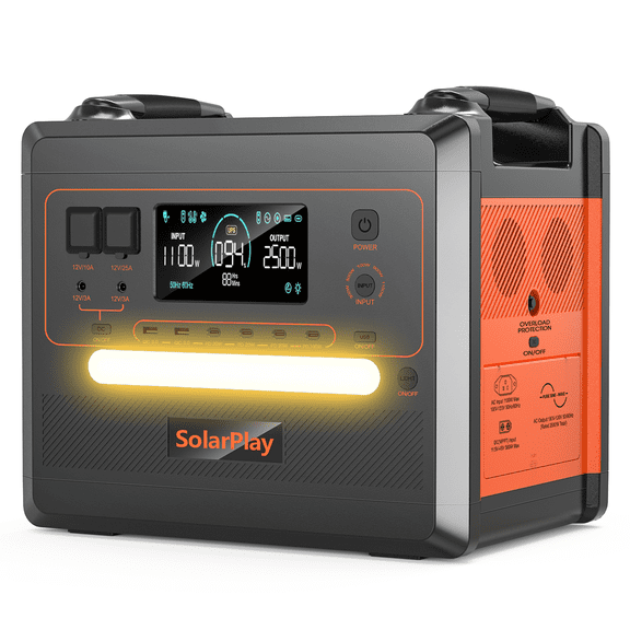Clearance!Solarplay Q2402M Portable Power Station,2304Wh LiFePO4 Battery,2500W (Surge 4800W) Output Home Power,Solar Generator for Home Use,Camping Accessories,Emergencies