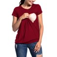 thumbnail image 1 of Clearance Solid Short Sleeve Breast-Feeding Pregnant Woman Maternity Blouse, 1 of 4
