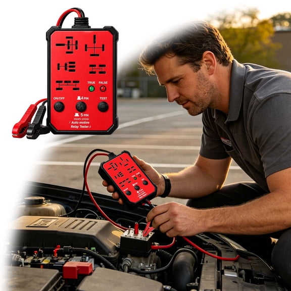 Clearance! Soovim Automotive Relay Tester, 12V Car Diagnostic Circuit Tool with 5-Pin Socket, Electrical System Checker for Vehicle Mechanics, Red