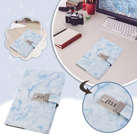 Clearance! Soovim Bulk Notebooks Refillable Notebook Notebook with Metal Password Lock Pu Leather Cover Travel Journal Diary