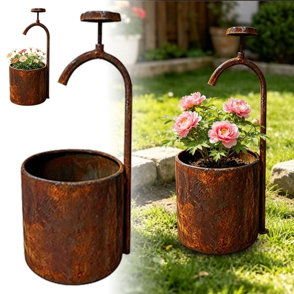 Clearance! Soovim Flower Pots Outdoor Large Pot Watering Can Planter Antique Bronze Finish Style 11.81X5.51In Wall Mount or Tabletop