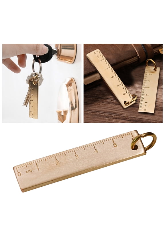 Clearance! Soovim Keychain 6Cm Small Copper Ruler Key Ring Ornament 6Cm Small Copper Ruler Keychain Measuring Tool Festival Birthday Present Stationery Teacher Prize Party