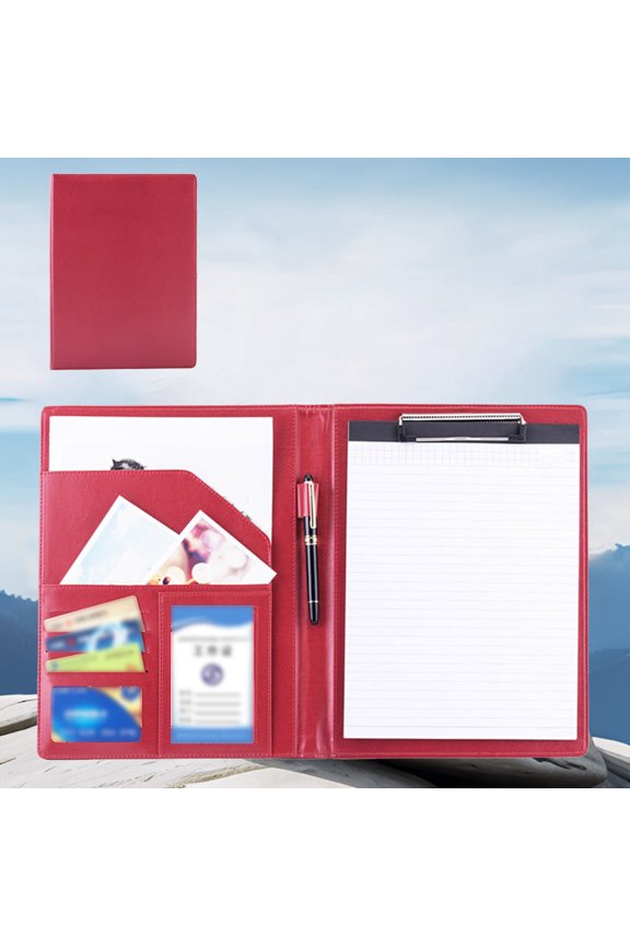 Clearance! Soovim Notebooks Bulk Composition Notebook Bulk Leather Briefcase with Logo/Text/Notepad for Business Resume Interview Black Red Blue