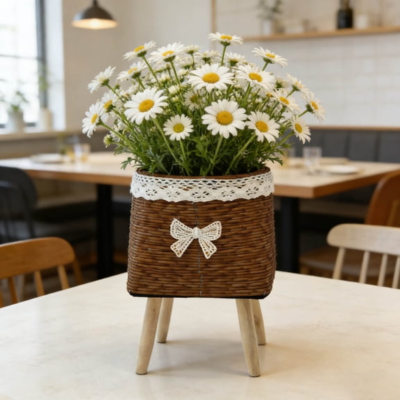 Clearance! Soovim Outdoor Pots for Pots Outdoor Woven Style Stand with Wooden Tripod Legs Decorative Indoor Outdoor Flowerpot Holder for Home