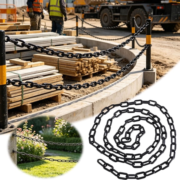 Clearance! Soovim Plastic Traffic Warning Chain, 6m Construction Barrier Chain for Crowd Control, Black