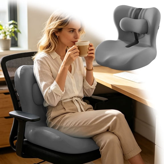 Clearance! Soovim Seat Cushion with Back Support Orthopedic Cushion for Office Ergonomic Seat With Lumbar Support For Back And Butt Comfort High Density Seat Pad For And Home Use