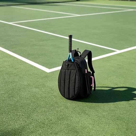 Clearance! Soovim Tennis Backpack, Large Capacity Bag for Racket Pickleball Badminton Laptop, Black 32x45x13.5cm