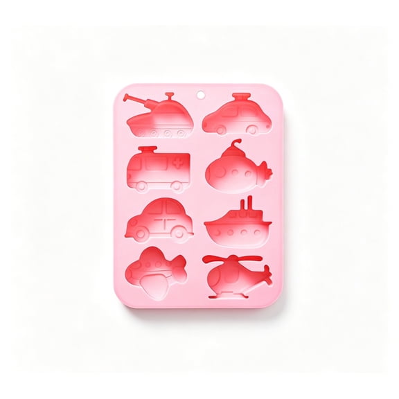 Clearance! Soovim Vehicle Silicone Mold, 8-Cavity Transportation Chocolate Candy Mold with Car Truck Airplane Boat Train, Non-Stick Baking Mold for Kids Party Cake Decorating, DIY Resin Soap Making