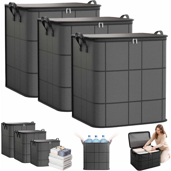 Clearance Spacious Moving Storage Bin Zippered Organizer for Quilts Bedding Sweaters - Large Capacity Fabric Bag for Closet Moving Day - Heavy Duty Storage Totes with Handles Jumbo Moving Bag (L)