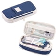 thumbnail image 1 of Clearance! Special Pencil Case - Color Block Expandable Pencil Pouch, Japanese Style Design with Large Capacity for Desks,Navy, 1 of 7