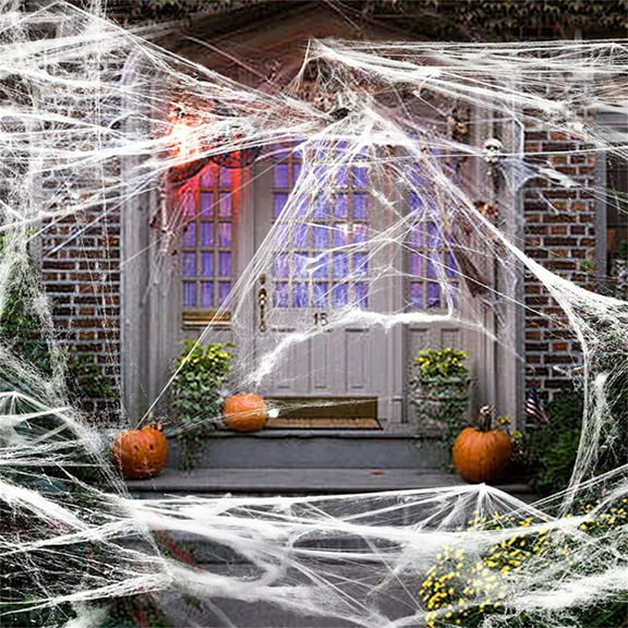 Hvmvliv Spider Webs Halloween Decorations Cotton Halloween Props Spider Webs Large Extensible Home Bar Party Decoration (20g)