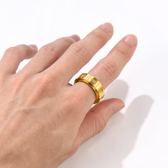 Clearance Spinner Gold Ring for Women/Men Fidget Band Rings for Relieve Anxiety Ring Finger Ring for Party Christmas Gift Jewelry, Size 7-12