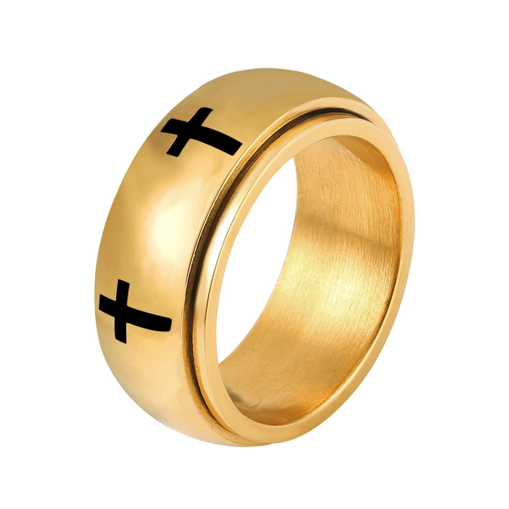 [Clearance]Spinner Ring Relax Jewelry for Men Gold Cross Fidget Rings ...