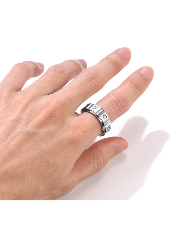 Clearance Spinner Silver Ring for Women Men Fidget Band Rings for Relieve Anxiety Finger Ring Birthday Mothers Day Jewelry Gifts, Size 9