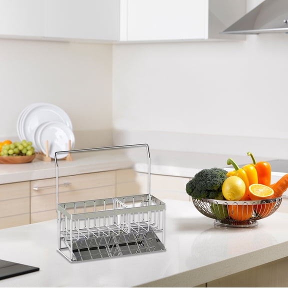 Sponge Holder for Kitchen Sink Organizer Caddy,2 Tier Dish Brush Scrubber Holder,Stainless Steel Sink Box Utensil Holder,Soap Dispenser Set Tray Counter Accessories & Storage Rack (Silver)