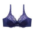 thumbnail image 1 of Sports Bra Plus Size Women Lace with Steel Solid Color Double Breasted Push up Bra V-Neck Convertible Bra Feature Hook and Eye Closure Wire-Free Bra Style Y-340 , Blue XXL, 1 of 2