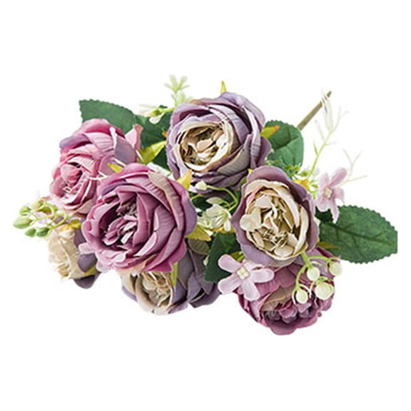 Tyeign Artificial Flowers Clearance 5 Autumn Peony Artificial Flower Border Silk Flower Purple, Household Imitation Clearance Sale
