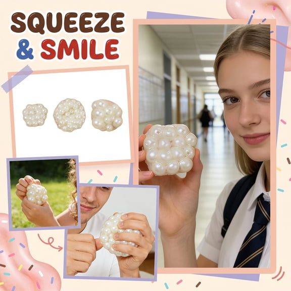 Clearance! Squishy Stress Relief – Pearl Bead Noise Ball Slow Rising, Crunchy Squeeze Sensory Toy for Stress Management and Relaxation,A