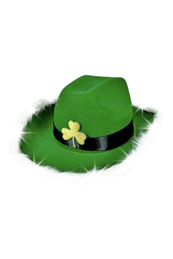 St Patrick Hat St. Patrick's Day Lighted Hat Irish Day Party Performance Props Green Shamrocks Hat Holiday Accessories