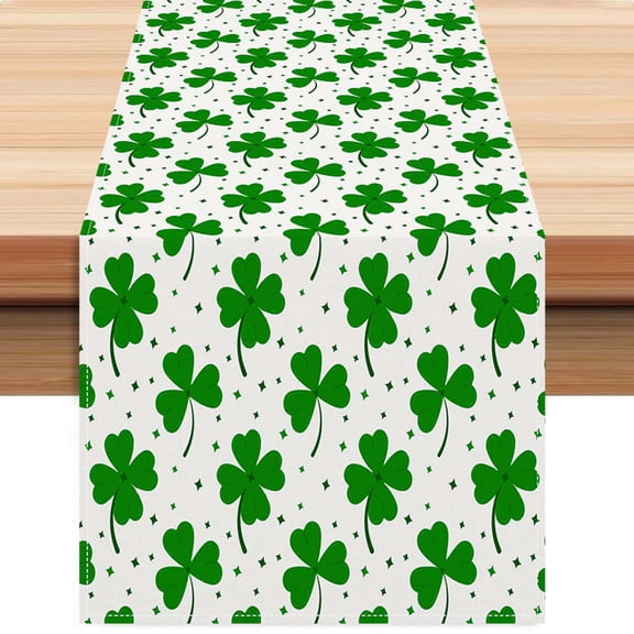 Hvmvliv St Patrick Table Runner St. Patrick's Day Green Shamrock Dinner Table Runner for Home Decoration Table Runner Mat Tea Table Cloth Rectangular