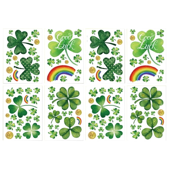 Clearance! St Patricks Day Window Clings Decorations Green Shamrock Static Window Stickers Decals for Glass Windows Saint Patrick'S Day Lucky Irish Decals St Patrick’S Day Window Clings Party Supplies