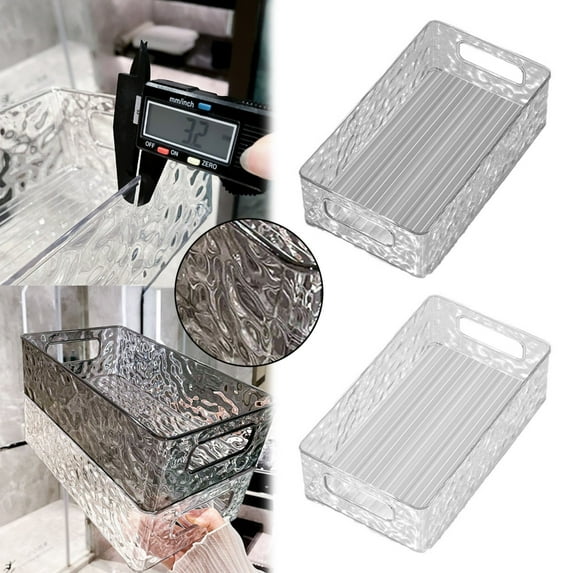 Stackable Clear 1 Pack Plastic Storage Bathroom Storage Container Pantry Organizers and Storage Kitchen Fridge Organizer With Handles for Cabinets Shelves Drawer 10