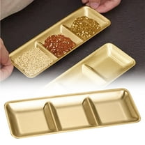 Clearance! Stainless Side Dishes Dish Bowls Condiments Cup Serving Bowl Set Dipping Saucers Soy Dipping Bowls for Home Kitchen Restaurant Bbq (Gold 3 Compartment) 1 Seasoning Dish