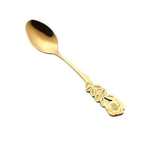 Clearance Stainless Steel Flower Spoon Coffee Tea Spork Flatware Dessert Salad Tool for Home & Kitchen Gold