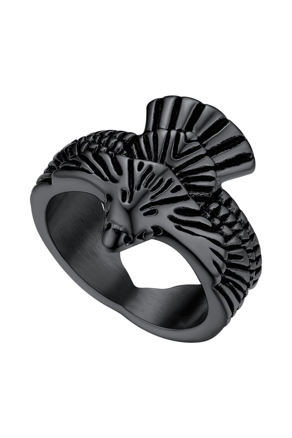 [Clearance]Stainless Steel Hawk Rings Black Gothic Jewelry for Men Fashion Flying Eagle Ring for Party Size 7-14
