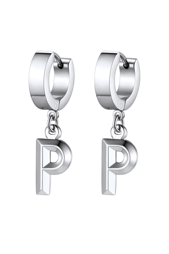 Clearance Stainless Steel Initial Earrings for Women Alphabet P Drop Earrings Birthday Valentines Day Jewelry Gifts Girlfriend Wife Her Adults Age Ideas