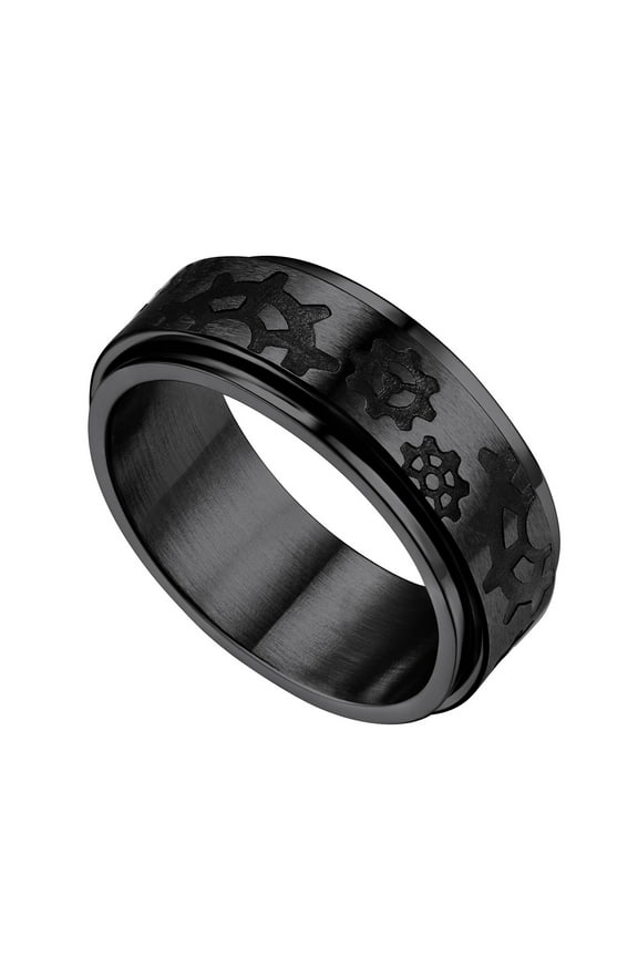 [Clearance]Stainless Steel Spinner Rings Fidget Ring Stress Relieving Anxiety Hip Pop Band Ring For Men Size 7-14