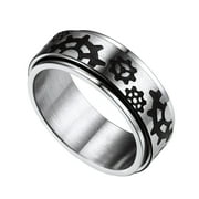 [Clearance]Stainless Steel Spinner Rings Fidget Ring Stress Relieving Anxiety Hip Pop Band Ring For Men Size 7-14