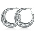 thumbnail image 1 of [Clearance] Stainless Steel Stripe Hoop Earrings for Women 40mm Thick Huggie Hoops Simple Minimalist Ear Jewelry Gift on Clearance, 1 of 8