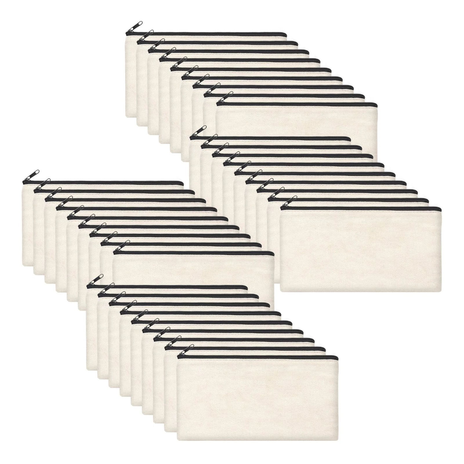 Clearance Stationery Bag under $15,36pcs Canvas Pencil Case Diy Craft Zipper Makeup Storage Bag