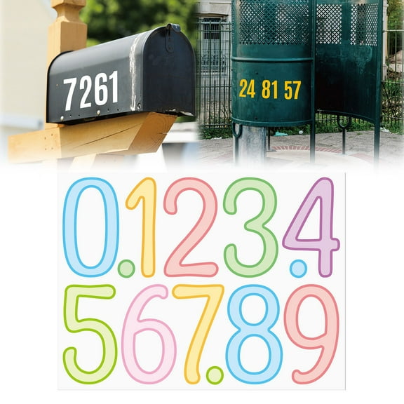 Clearance Stickers under $5,4 Inch Number Vinyl Label Stickers Self Adhesive Number Decals Large Mailbox Number Signs Number Labels For Car Home Multicolor