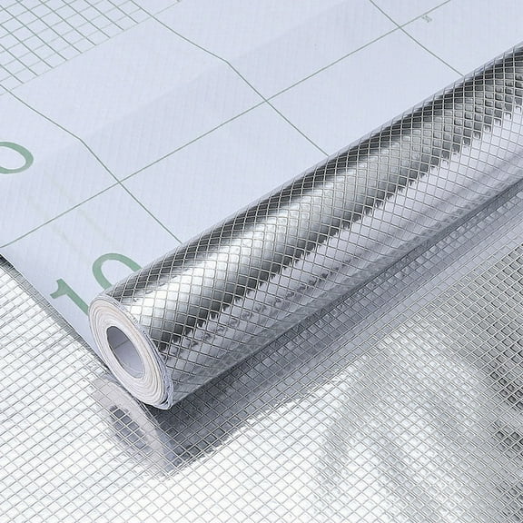 Clearance Stickers under $5,Kitchen Oil Proof Aluminum Foil Sticker Silver Chequer Peel And Stick Wallpaper Removable And Self Adhesive Paper For Kitchen Countertops Desk Cabinet