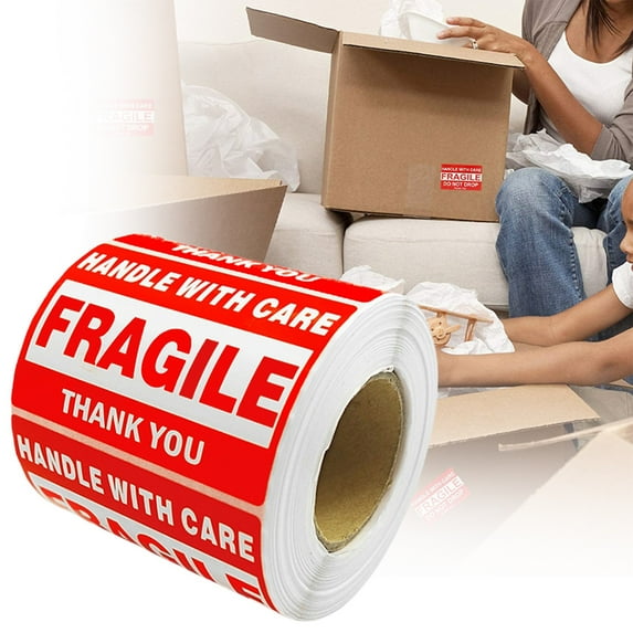 Clearance Stickers under $10,500 "Handle With " Fragile Label Stickers – 2x3 Inch Adhesive Warning Labels For & Packaging (1 Roll)
