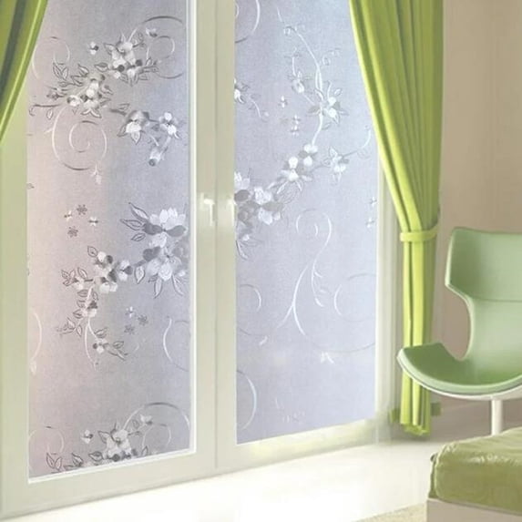 Clearance Stickers under $5,3D Flower Privacy Window Film No Glue Static Cling Frosted Window/Door/Glass Film Decor For Home Office