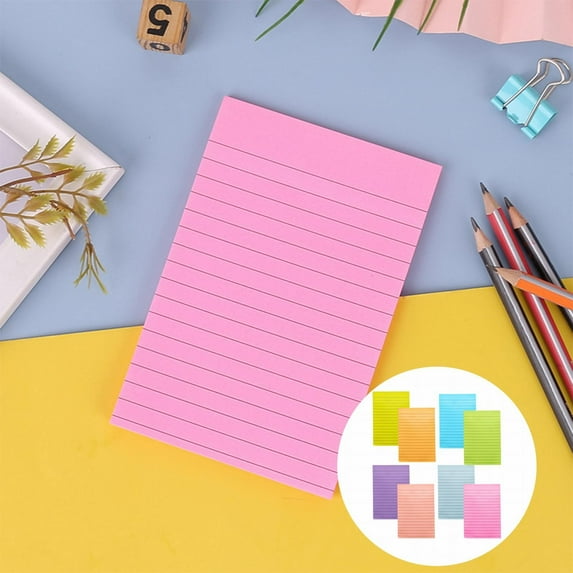 Clearance Post it notes under $7,1 Pads Lined Sticky Notes 4x6 Sticky Notes With Lines Self Stick Note Pads 8 Bright Multi Colors 50 Sheet/Pad 1PC