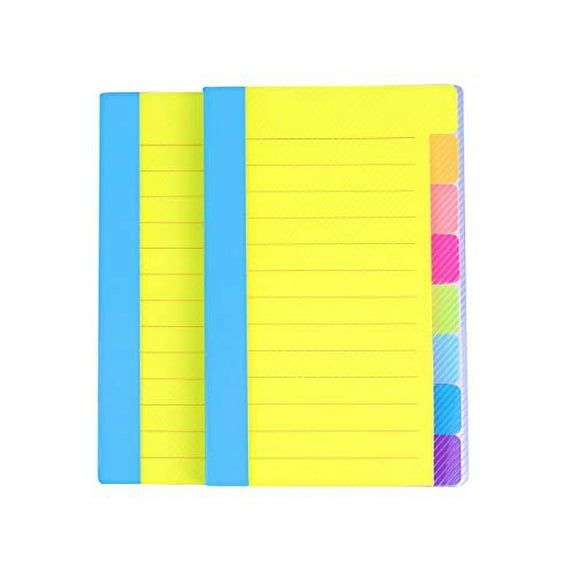 Sticky Notes, Tabbed Self-Stick Lined Note Pad, 64 Ruled Notes, 4 x 6 Inches, Assorted Neon Colors 2Pack