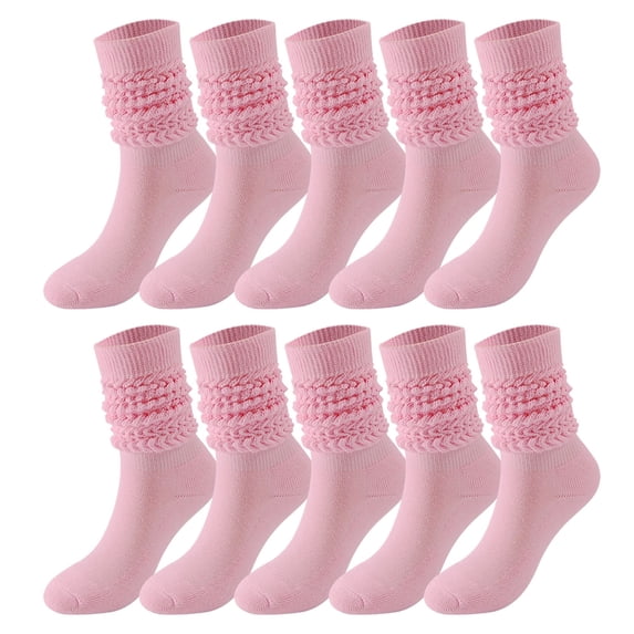 Clearance Stockings 5 Pairs Soild Color Socks Women Thigh High Boot Socks Soft Scrunch Socks