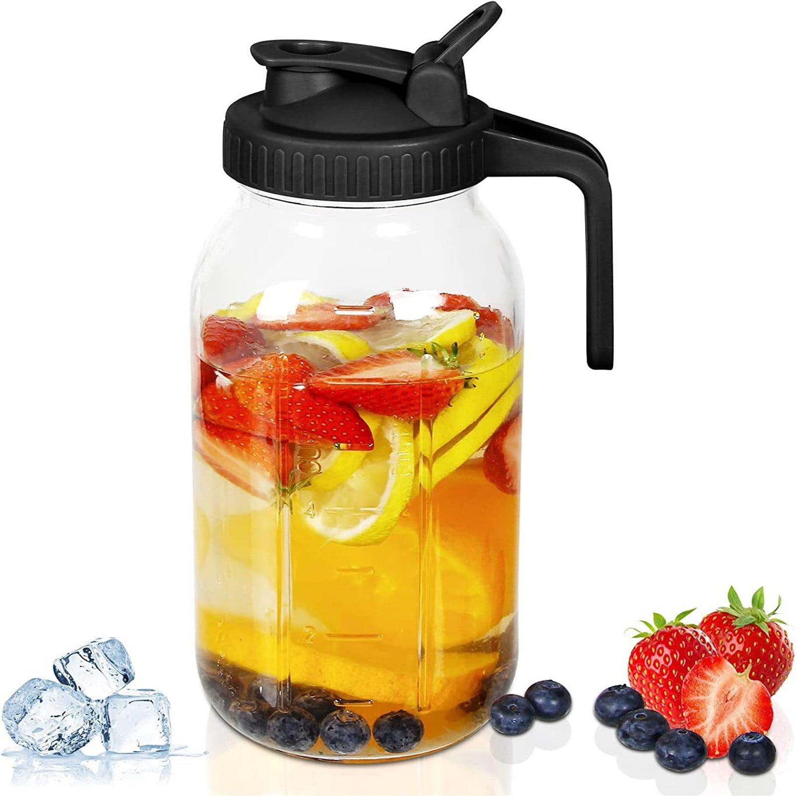 Clearance! Storage Container Glass Pitcher with Lid 2Pack 2 Wide Mouth