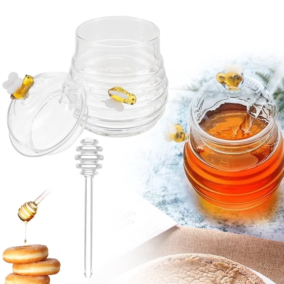Clearance Storage Containers under $10,Jar With And Lid Glass Pot Container Dispenser For Home Kitchen Store And Syrup Unique Beehive Shape