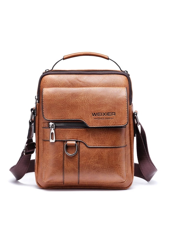 Storage Crossbody Bag Men's Shoulder Bag Vintage Leather Vertical Hand Business Men's Casual Leather Bag Satchel Bag For Men Gift For Father /Anniversary, Storage Containers for Home