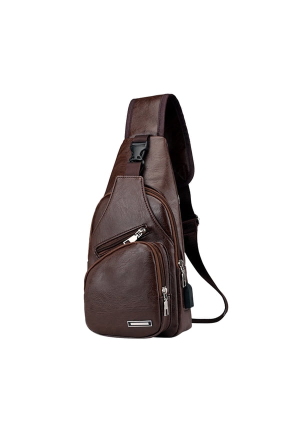 Clearance Storage Crossbody Bag,ZKCCNUK USB Chest Bag Men's New Fashion Messenger Bag Lightweight Outdoor Sports Leisure Couple Shoulder Bag Faux Leather Chest Bag ,Sling Bag for Men on Clearance
