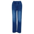 thumbnail image 1 of Clearance! Straight Leg Jeans For Women Women Sweatpant Jeans Sweatpants That Look Like Jeans High Waisted Stretchy Pull On Wide Leg Denim Pants With Pocket Stretch Pants For Women Dark Blue XS-XL, 1 of 3