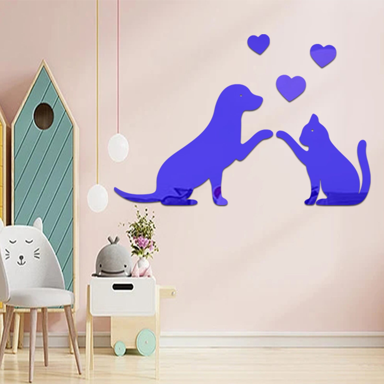 Clearance！ Sueyeuwdi Animal Theme Waterproof Acrylic Mirror Wall Decor  Stickers Removable Dog Diy Sticky Mural Stickers Decals for Living Room Kid  Baby Bedroom Bathroom Wallpaper Peel And Stick - Walmart.com