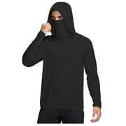 Clearance Summer UPF 50+ Sun Protection Tee Shirts for Men Long Sleeve Hooded with Mask Hiking Fishing Performance T-Shirts Light Breathable Tops Going Out Fishing Clothes