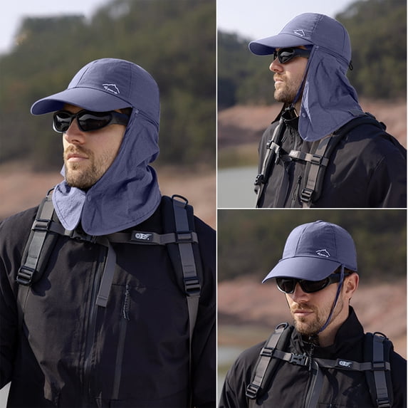 Sun Hats for Men UPF50+ Wide Brim Baseball Hat Waterproof Hat with Neck Flap Mesh Sun Hat for Fishing Hiking Travel Outdoor